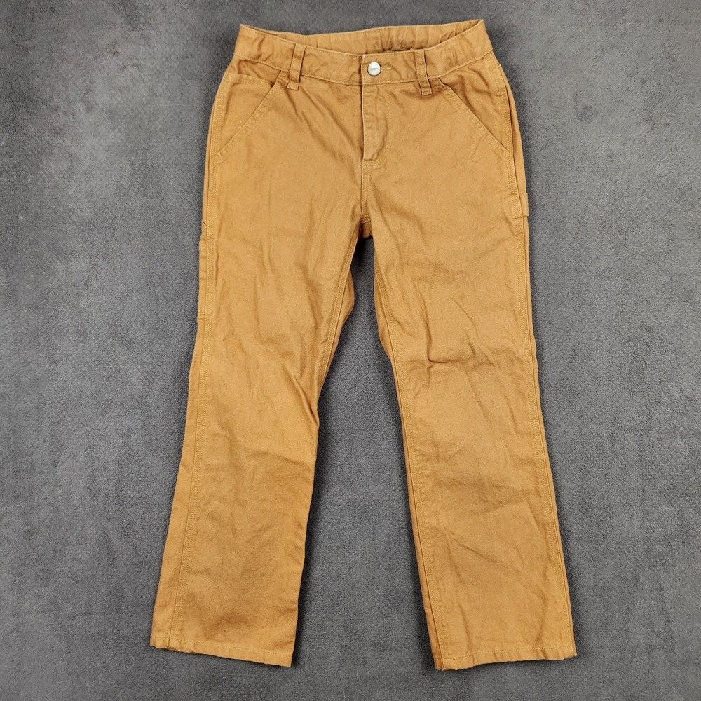 Carhartt Canvas Carpenter Pants Kids 10 Brown Adjustable Waist Utility Workwear